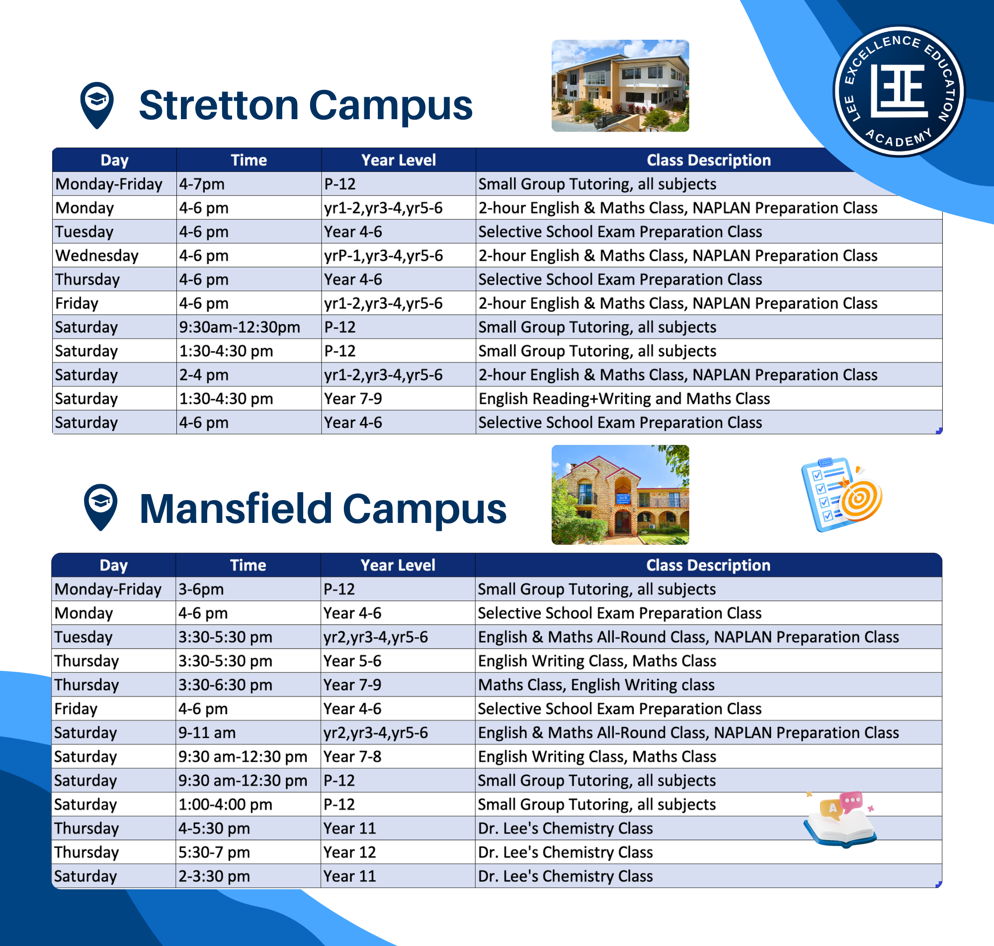 Tutoring Timetable